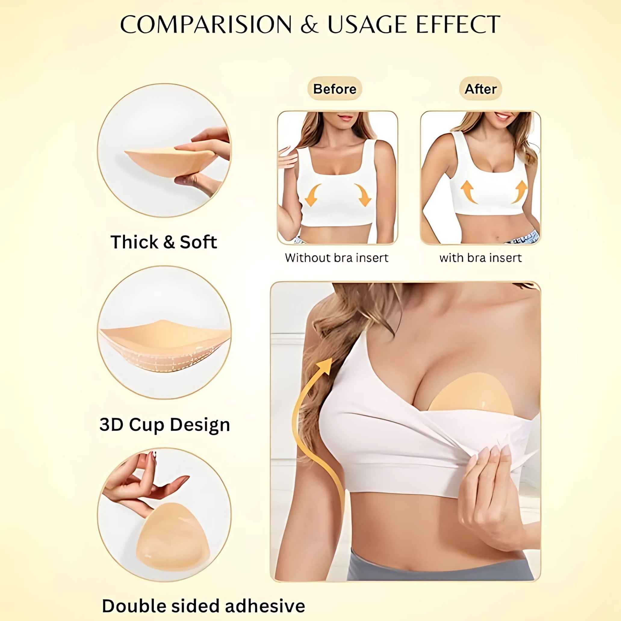 Instant Lift Sticky Bra Inserts – Reusable & Waterproof Push-Up Pads